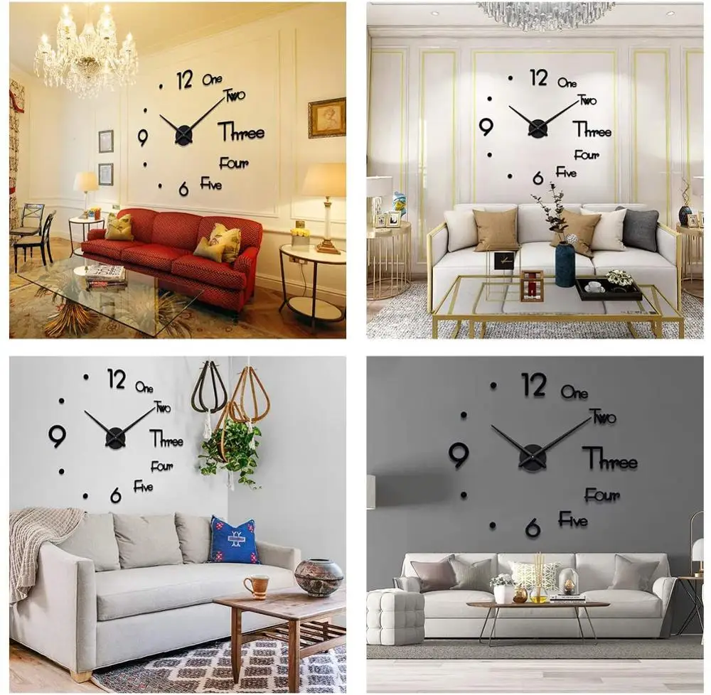

Sale Wall Clock Horloge Watch Wall Clocks 3d DIY Acrylic Mirror Stickers Living Room Quartz Needle Europe Horloge Wall Clock