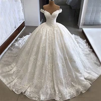 vintage lace appliques ball gown wedding dresses 2021 off the shoulder beaded vestido de mariee bridal gowns lebon