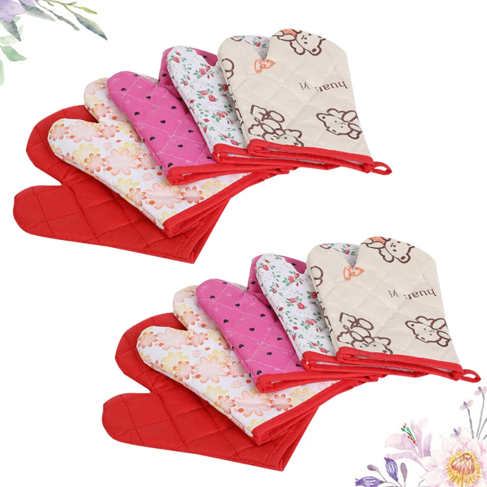 

10pcs Heat Resistant Oven Mitts Protective Non-slip Pot Holding Cover Hand Protector for Kitchen (Random Color)