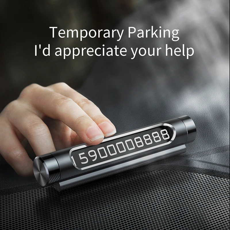 baseus car temporary parking card luminous phone number card plate rotary telephone number car park stop automobile accessories free global shipping
