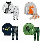Новейшие Детские пижамы 2 шт.компл., Пижамный костюм для маленьких мальчиков, осенняя одежда для сна, одежда для девочек, футболки с длинным рукавом + штаны