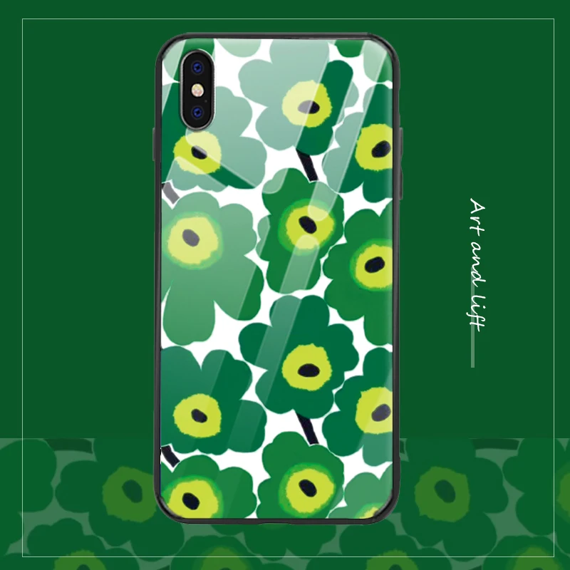 Цветочный простой стиль iphone xr xsmax 6/7/8 plus стеклянный чехол для телефона полная
