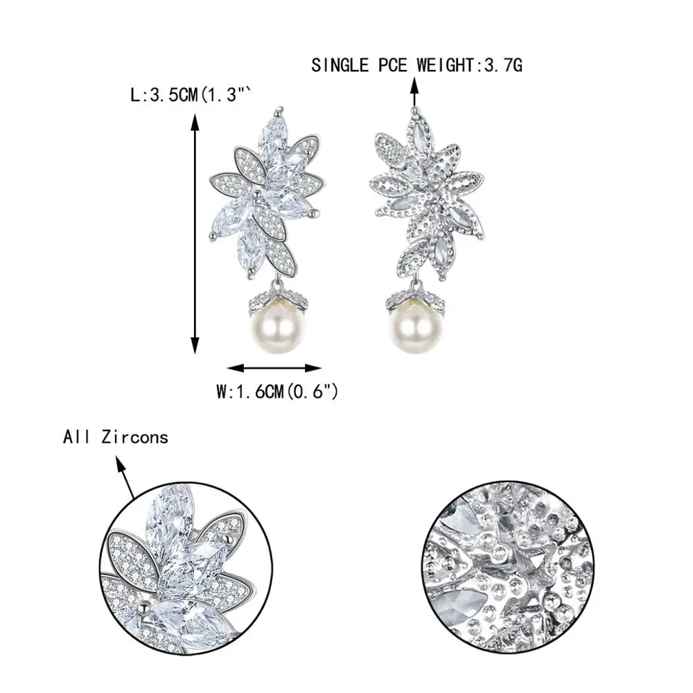 Женские Серьги гвоздики с жемчугом фианитами|Серьги-подвески| |