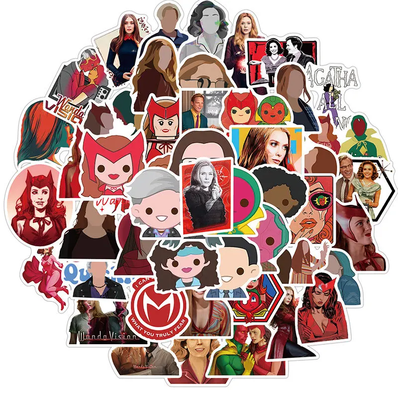 Наклейки для самостоятельной сборки 10/50 шт./компл. Marvel Classic Wanda Vision водостойкие