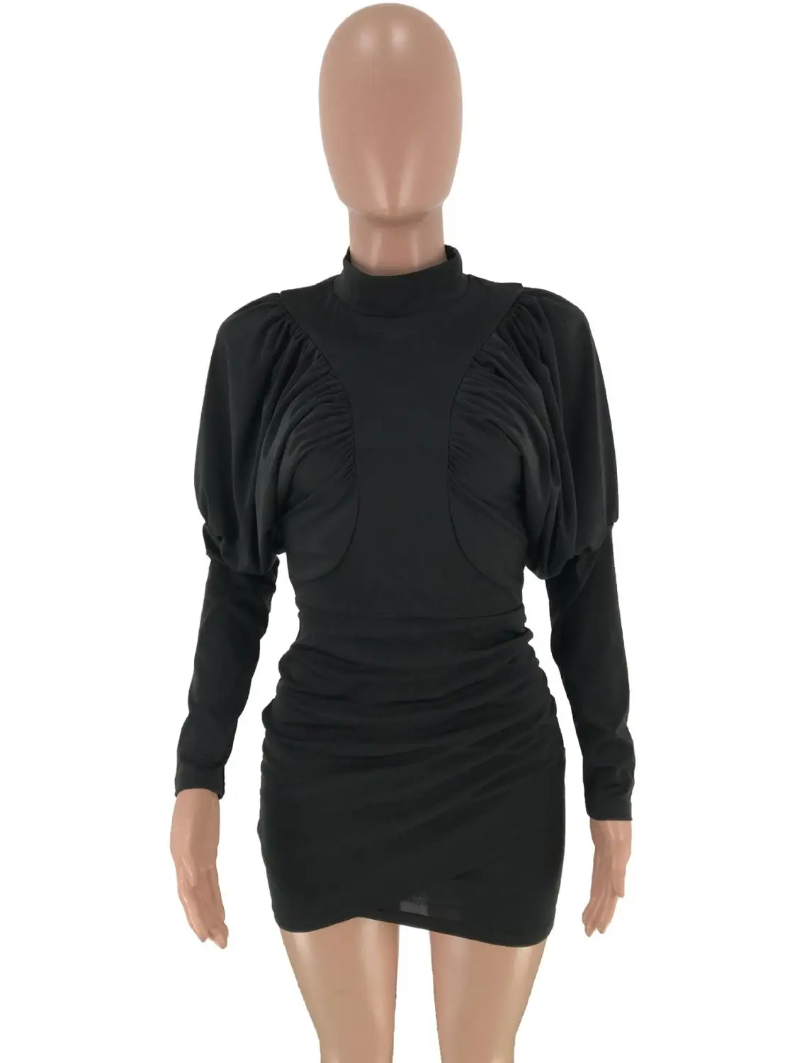 

Vintage Lantern Sleeve Bandage Dress Women Elegant Turtleneck Irregular Mini Bodycon Women Dress Sexy Clubwear Dress Vestidos