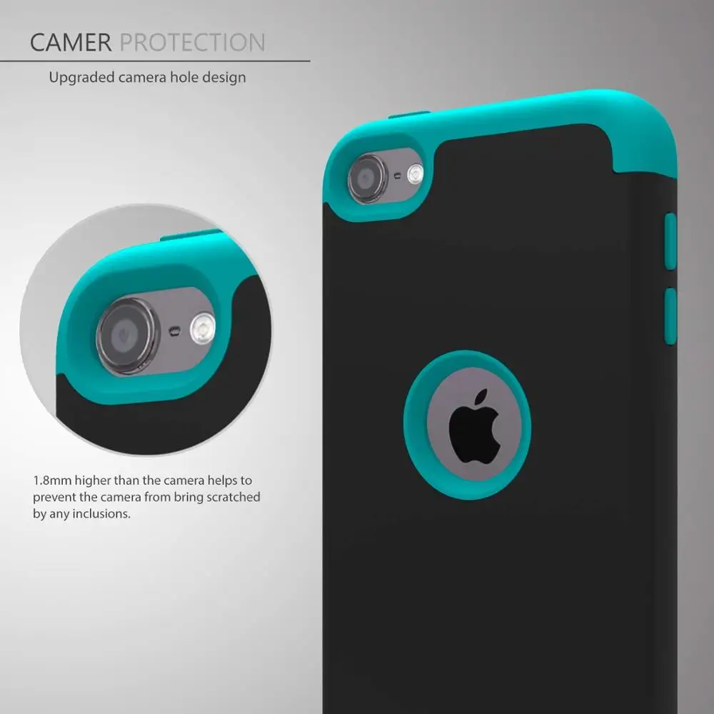 for iPod Touch 7/Touch 6 Case,High Impact Heavy Duty Shockproof Full-Body Protective Case with Dual Layer Hard PC+ Silicone