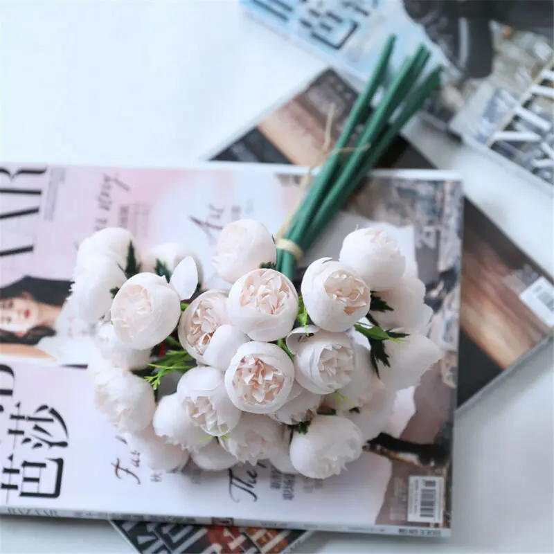 27-Head Rustic Tea Rose Artificial Silk Flower Bouquet Home Hotel Table Decoration Fake for Wedding | Дом и сад