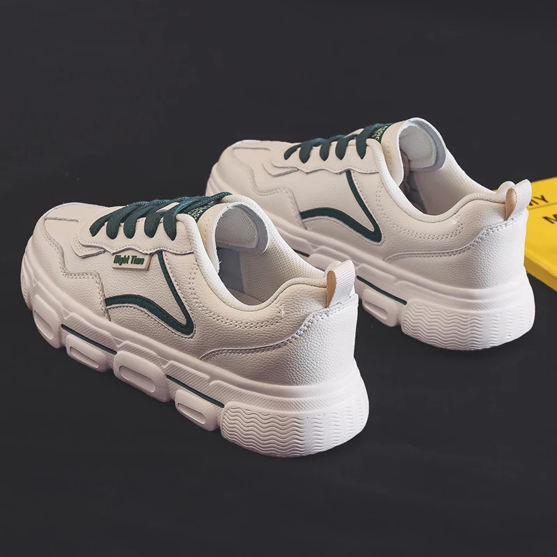 

Big Size Women Sneakers Autumn Leather Light White Sneaker Female Platform Vulcanized Shoes Spring Casual Breathable Sports Shoe