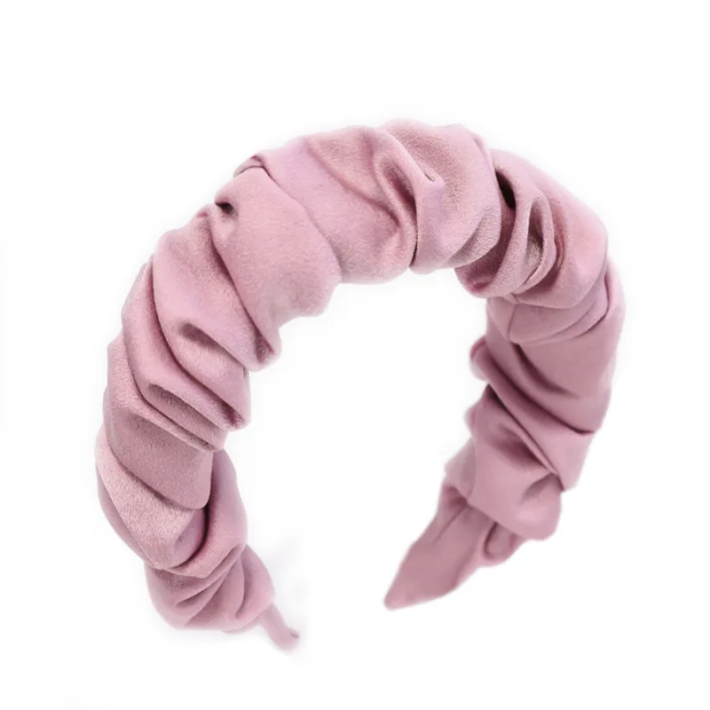 

High Quality Folded Headband Cute Lady Soft Fabric Women Satin Body Wave Headbands Fashion Big Size Hair Bands Hair Accessories