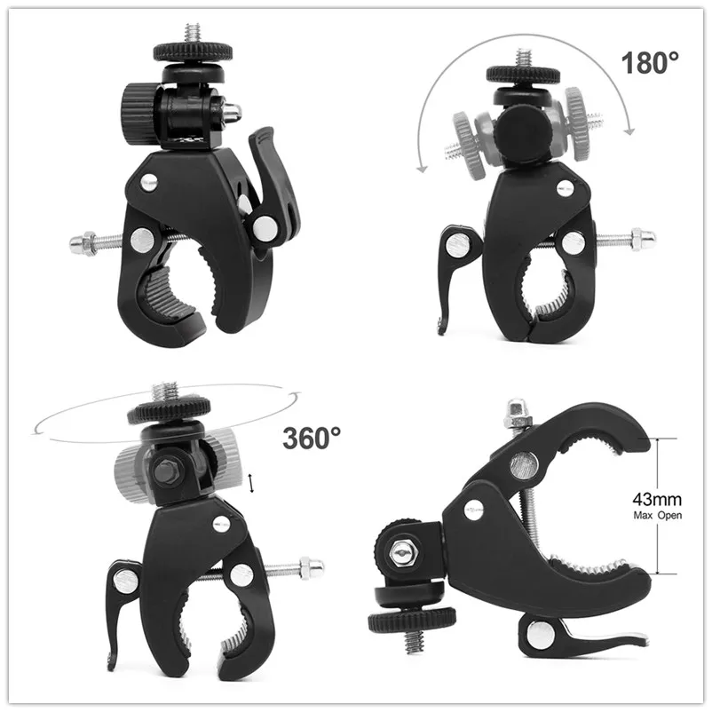 

1Pc Black 1/4 Camera DV DSLR Bike Bicycle Handlebar Clamp Bracket Tripod Mount Screw Clip For Gopro For Camera DV