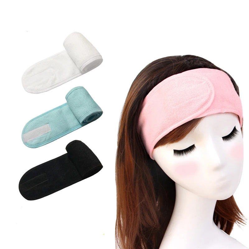 

1PC Adjustable Facial Hairband Makeup Solid Color Head Band Toweling Hair Wrap Shower Cap Stretch SPA Facial Headband