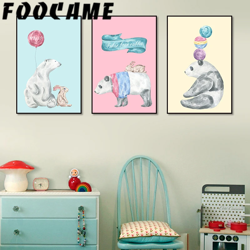 Декор детской комнаты картина из скандинавского мультфильма полярный медведь