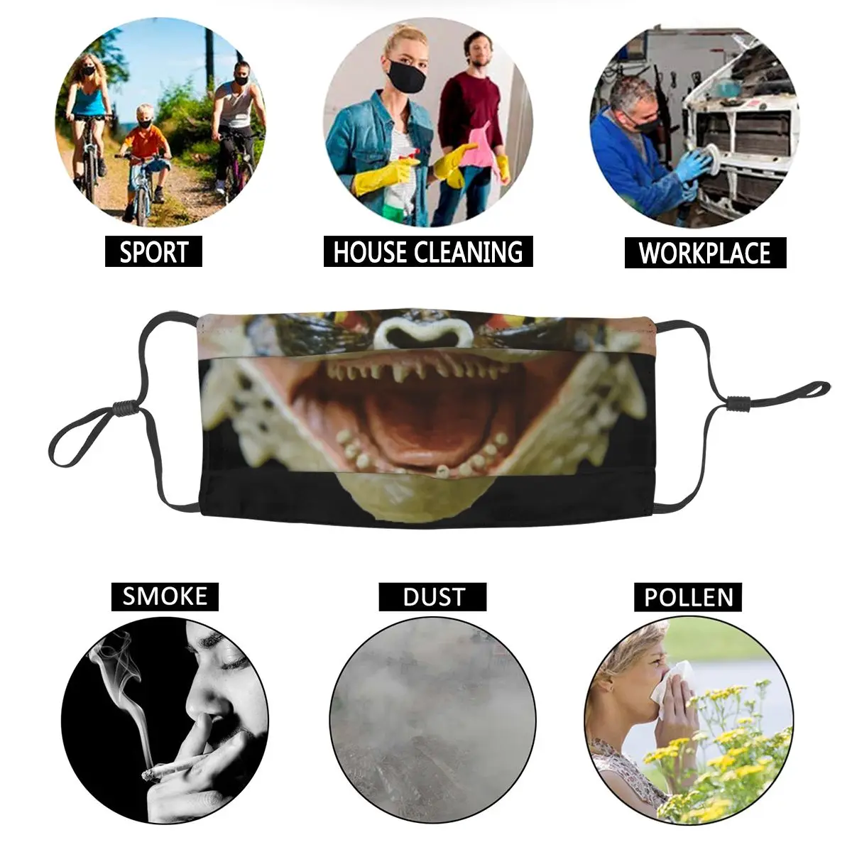 

Gremlins Gizmo Mouth Unisex Reusable Mouth Face Mask Horror Classic Anti Haze Dustproof Protection Cover Respirator Mouth Muffle