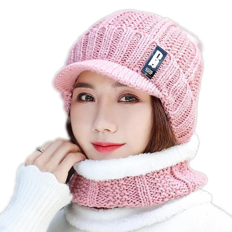 SUOGRY Новый козырек B буквы вязаная шапка женская брендовая Высококачественная