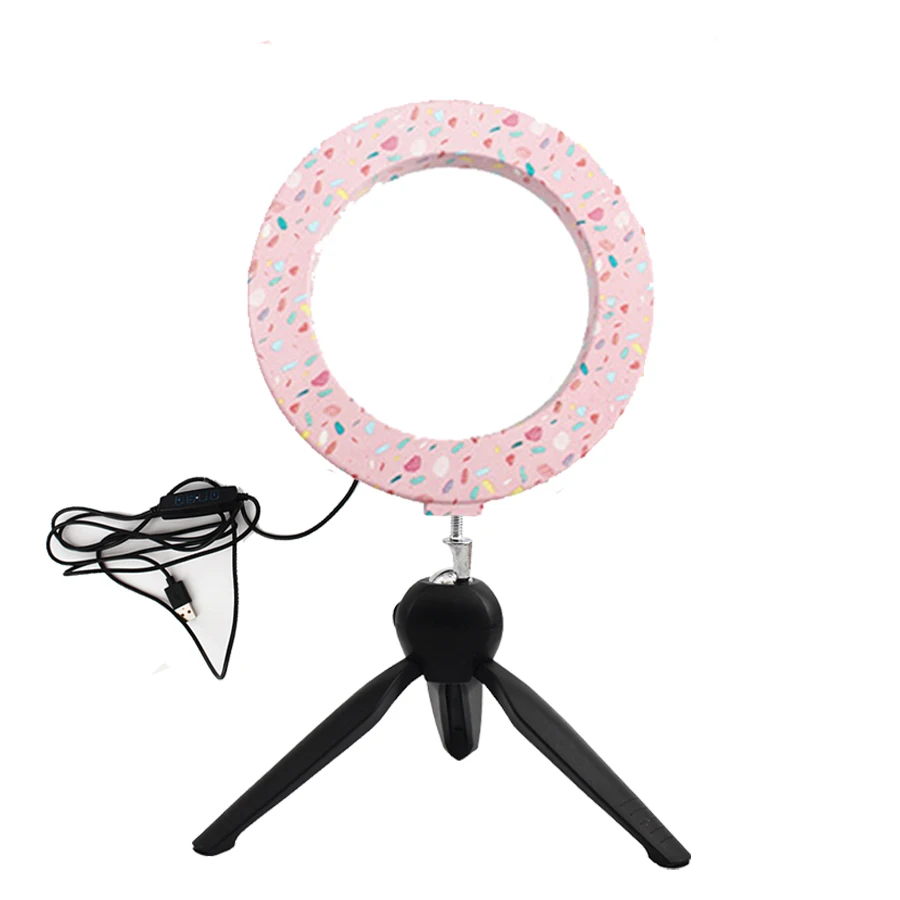 Затемняемый 6 дюймов розовый светодиодный светильник для селфи с подставкой