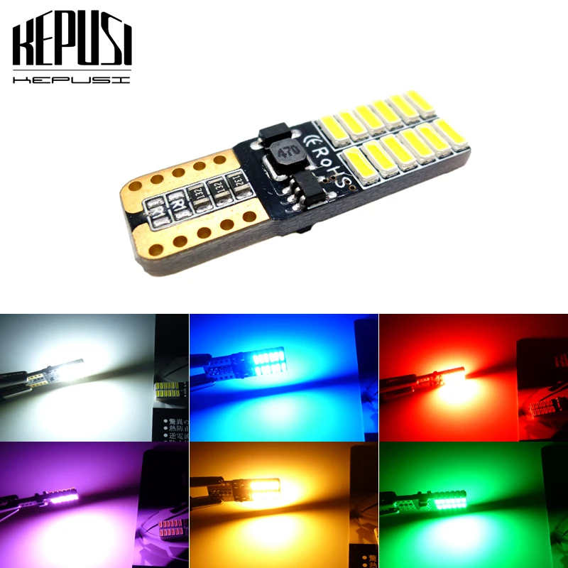 

Car LED T10 194 W5W Canbus 24 SMD 4014 No Error T10 Led Light Bulb Parking Auto Lamps Reading Lights 12V white yellow blue
