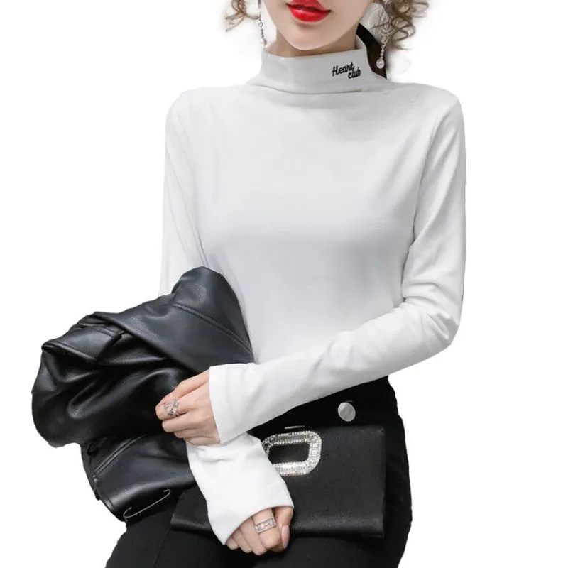 

New Spring Top Sexy T Shirt Women Elasticity T-Shirt Korean Style Tee Woman Clothes Slim Tshirt Female Skinny Long Sleeve Tops