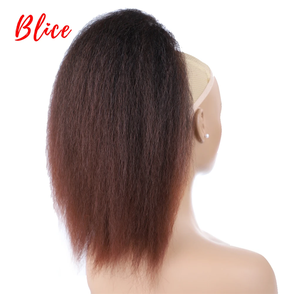 1b/33 Heat Resistant Synthetic Hair Extensions Kinky Straight Hair With Two Plastic Comb Ponytail