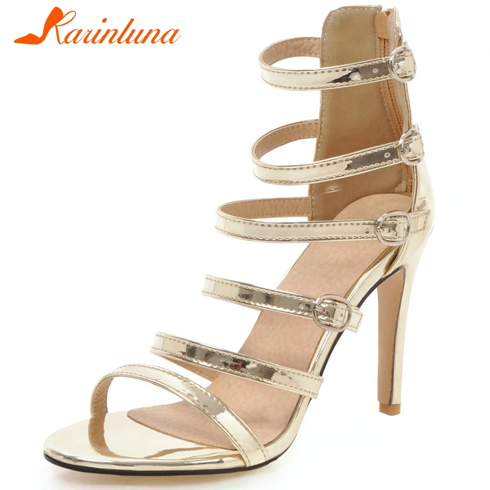 KARINLUNA/Ins/Модные женские босоножки для свадьбы вечеринки на молнии с тонким