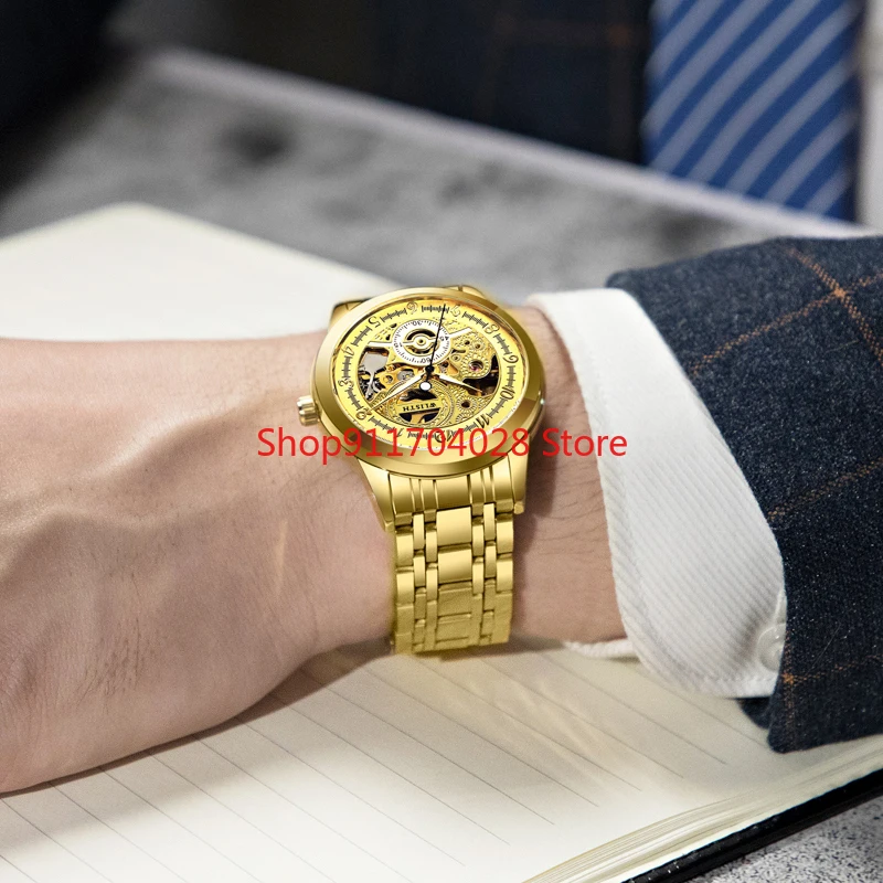 

WLISTH Watches Men's Mechanical Automatic Hollow Skeleton Male Watch Luminous Fashion Casual Wristwatch Waterproof Clock Hour1