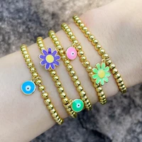 bohemian flower demon eye pendant bracelet fashionable simple rice bead metal womens chain retro adjustable bracelet bracelet