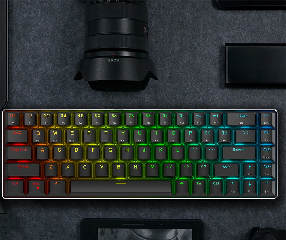 Проводная/Беспроводная игровая механическая клавиатура Metoo Editio Bluetooth 3 0 2 4 ГГц RGB
