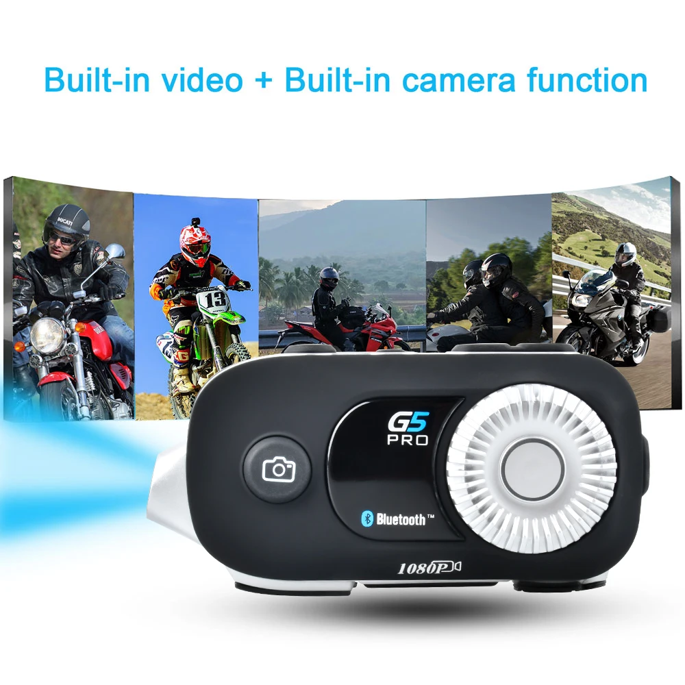 G5 Pro мотоциклетный шлем домофон 1080P видео рекордер WiFi камера Мото шлем гарнитура Bluetooth группа BT Interphone