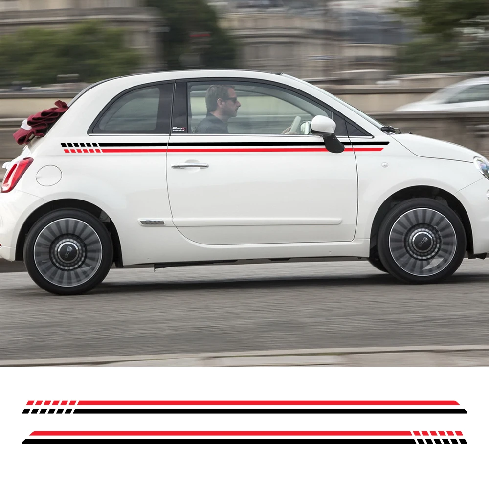 

2Pcs For Fiat 500 Car Long Side Stripes Stickers Vinyl Film Auto DIY Styling Decoration Decals Automobile Car Tuning Accessories