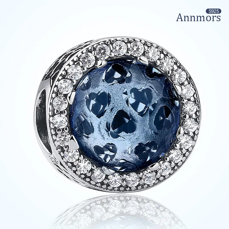 

Crystal Silver Plating Jewelry Bracelet Fits Pandora Bracelet Necklace Charms Temperament Woman Jewelry Blue Glass Pendant
