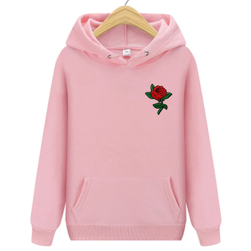 

2021 New Men And Women Must-Have Couple Hooded Sweater Rose Printing Pure Cotton Loose Sweater Fashion Casual Hoodie