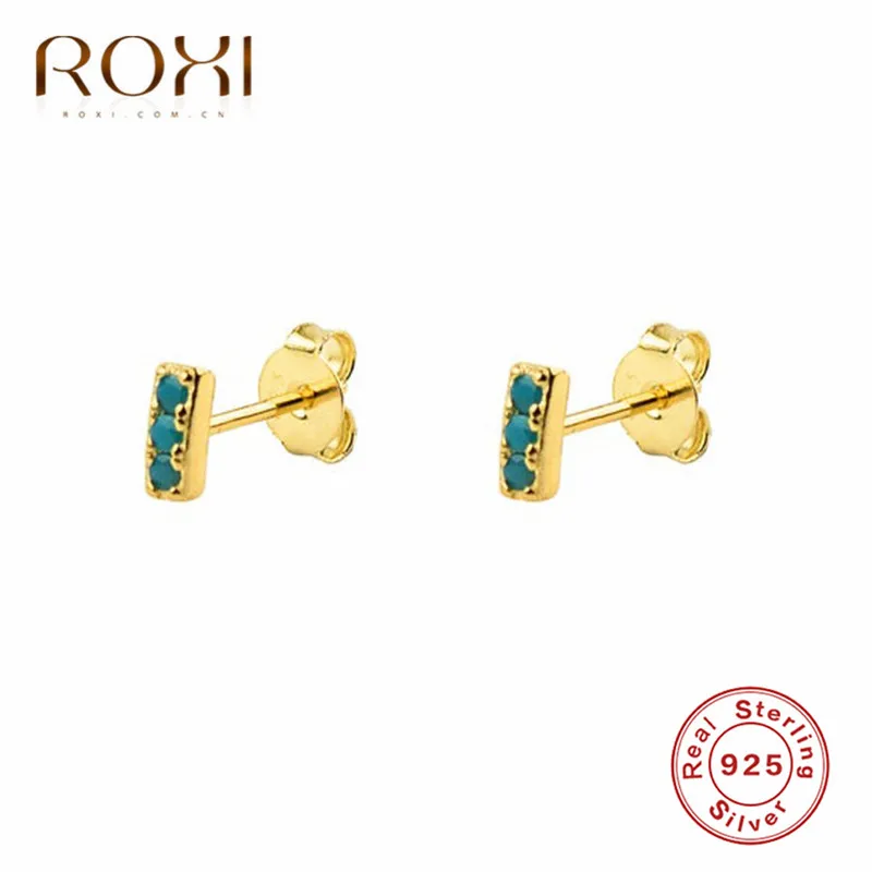 Женские корейские серьги гвоздики ROXI минималистичные геометрические Двойные с