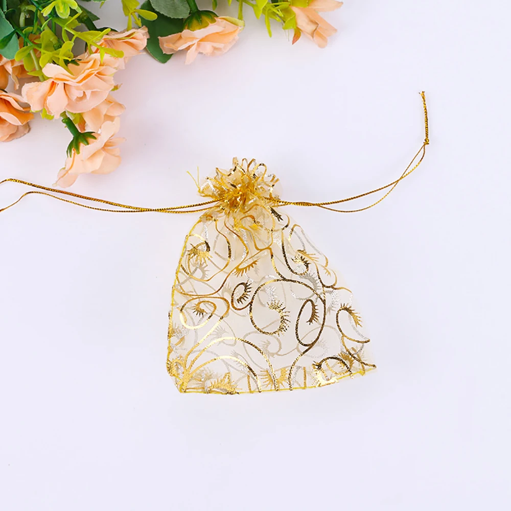 25 шт. золотой мешочек с завязками праздничный Подарочный конфетный держатель из