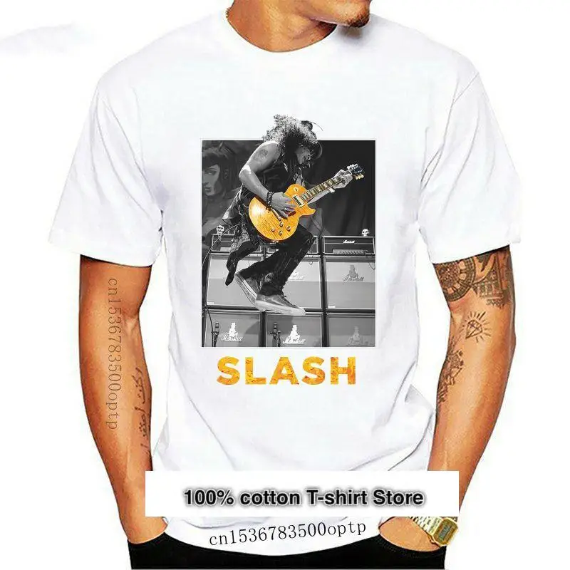 

Camiseta negra de Slash Jump, Camiseta holgada de algodón de guitarra GNR oficial, camiseta de talla grande, 2021