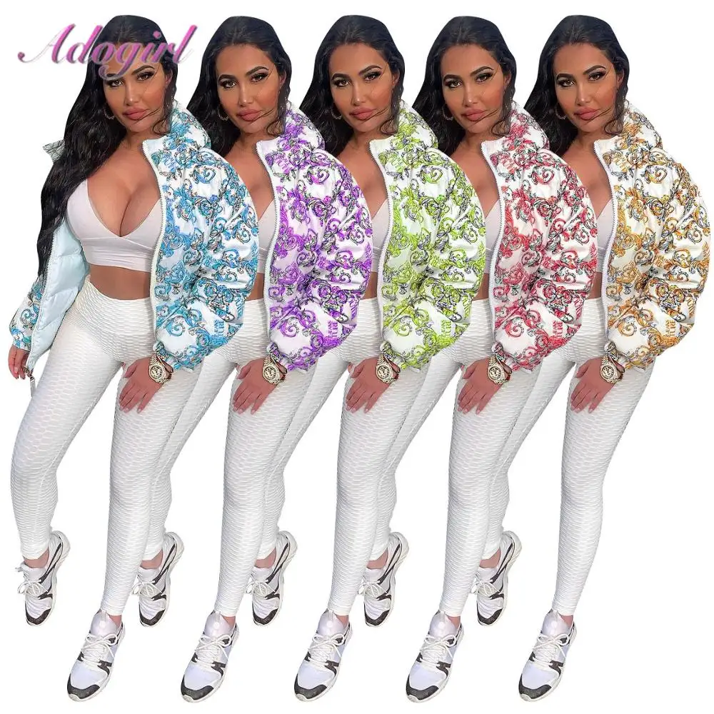 

Зимняя парка, пальто, женская повседневная Бандана с принтом, длинным рукавом, на молнии, теплое пуховое пальто, куртка, верхняя одежда, толс...