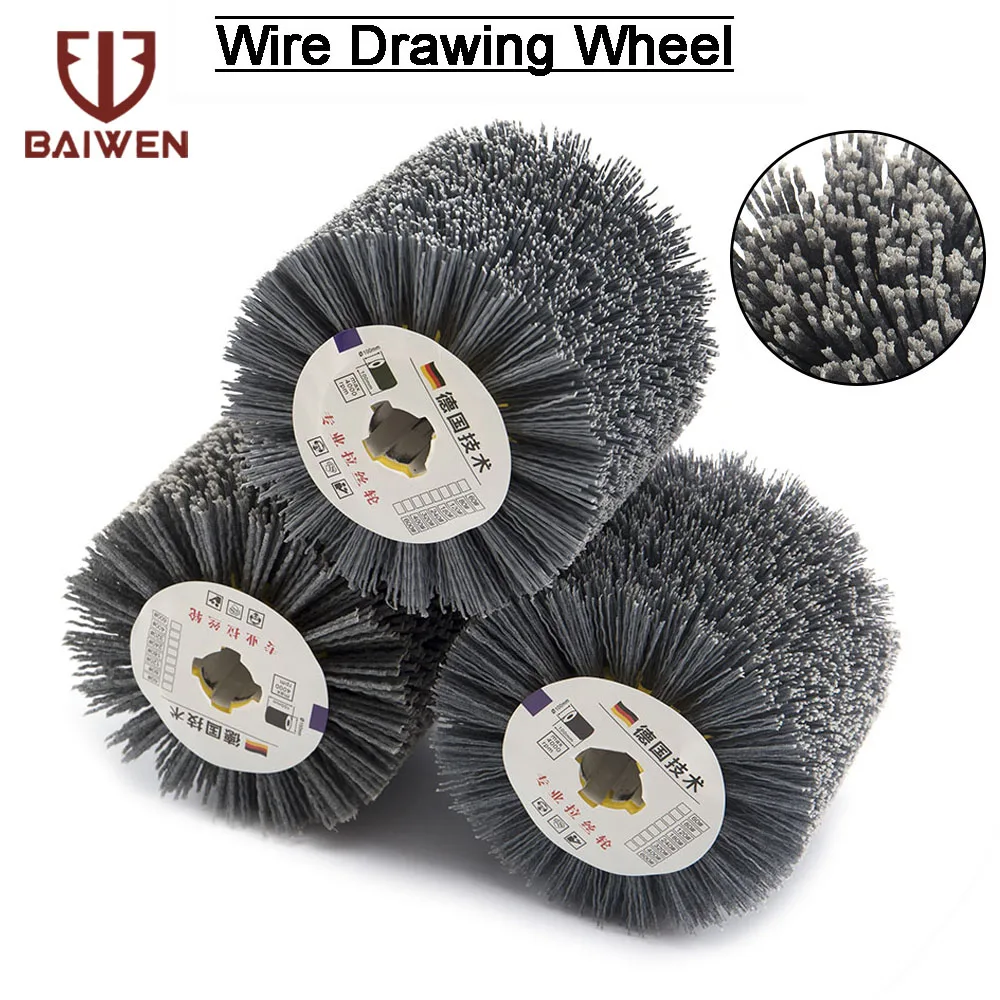 

1pc Deburring Abrasive Wire Drum Drawing Polishing Wheel Round Electric Brush Buffer Wheels For Wood Metal Surface 120*100*19mm