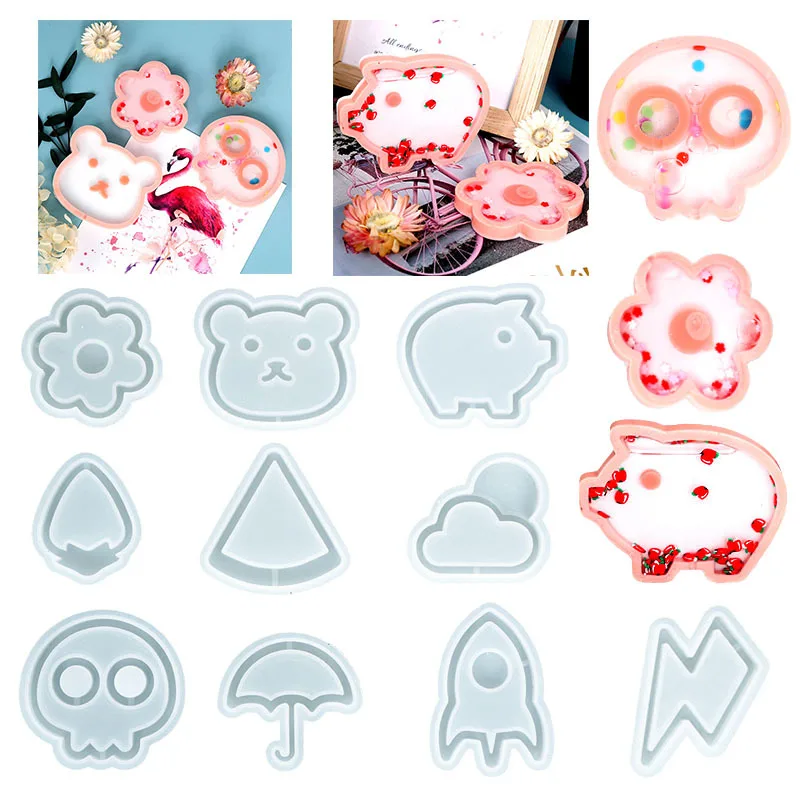 

DIY Quicksand Mold Shaker Charm Silicone Mold Star Bear Key Chain Resin Mold Kawaii Craft UV Resin Supplies 1pc