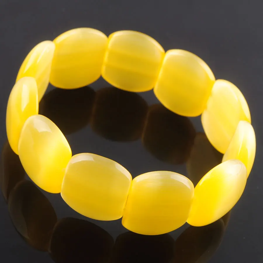 Yellow WOJIAER опал браслеты из драгоценных камней 20x16x6 мм бусины стрейч браслет 7 дюймов ювелирные изделия PBK332 - Окраска металла: Yellow
