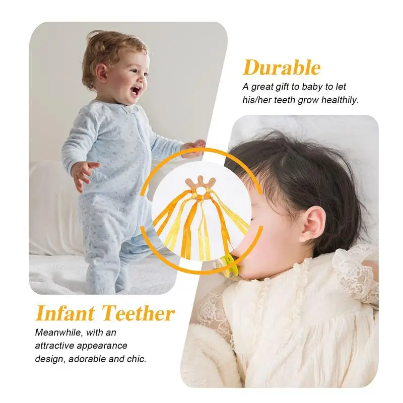 

2pcs Baby Infant Wooden Cartoon Shaped Baby Teethers Ribbon Teething Toys