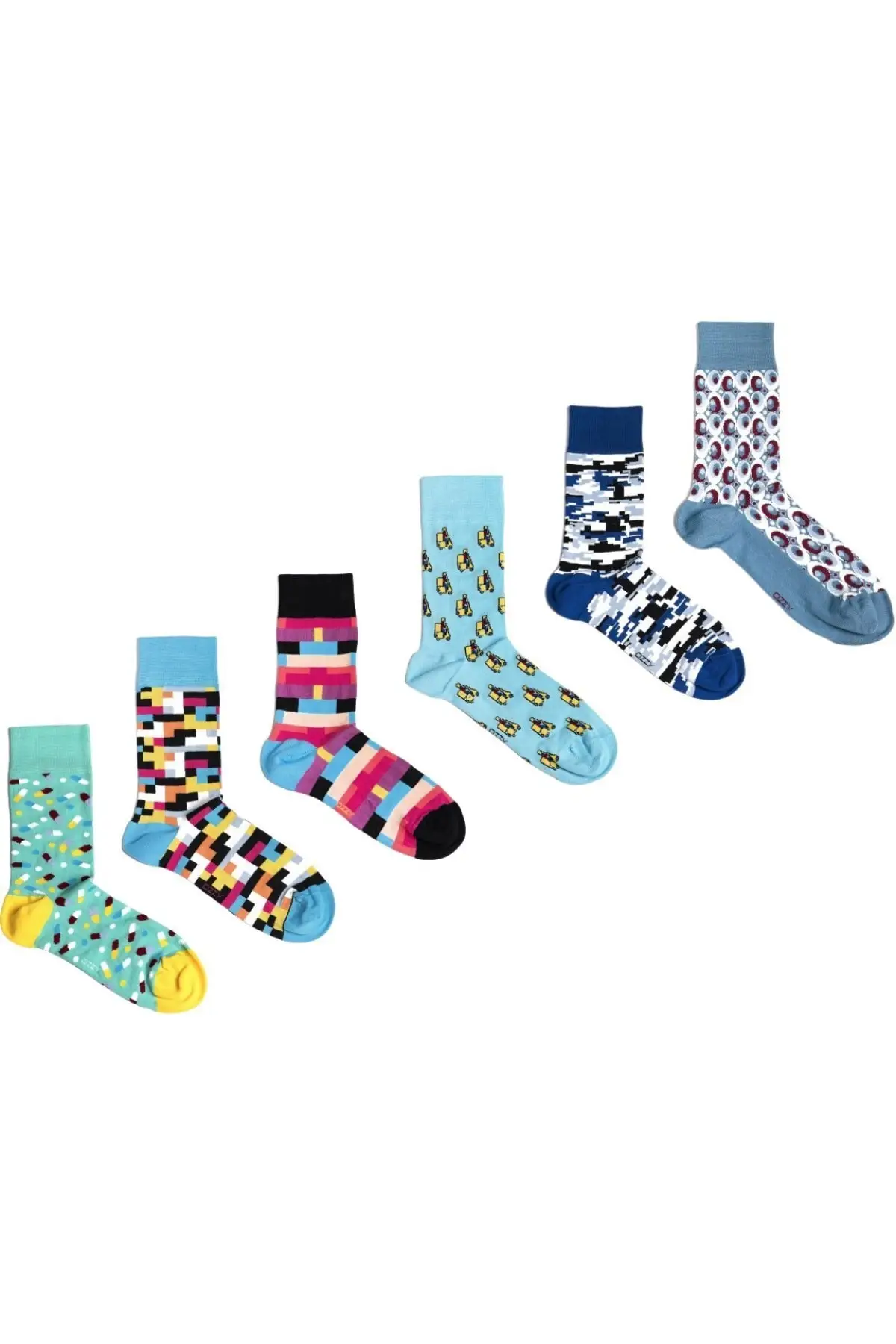 

6 шт. Бесшовные Мужские носки 5 из органического хлопка с разноцветным узором