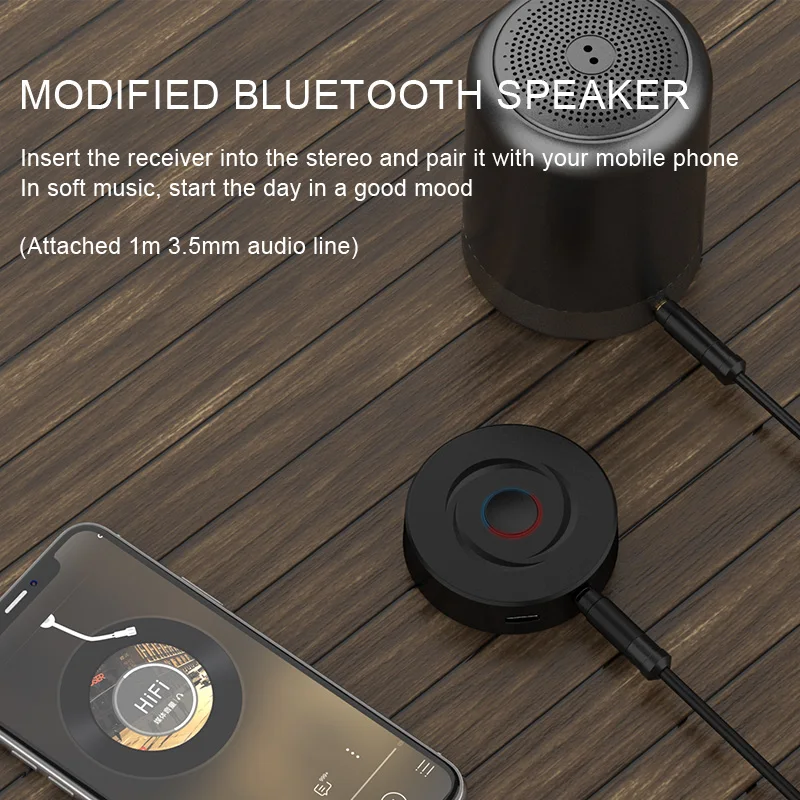 Bluetooth-ресивер 5 0 2 в 1 круглый беспроводной Bluetooth-адаптер с разъемом AUX 3 мм для