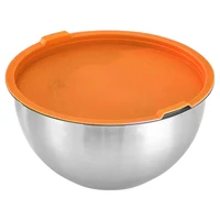 stainless steel mixing bowl with colorful silicone airtight lid thicken metal salad bowls for kitchen cooking baking serving