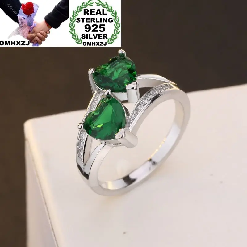 

OMHXZJ Wholesale European Fashion Woman Man Party Wedding Gift 5 Colors Heart AAA Zircon S925 Sterling Silver Ring RR304
