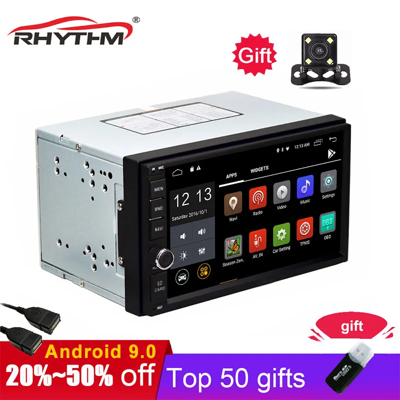 Автомагнитола 2DIN Android 9 0 2 ГБ + 16 DVD радио GPS Wifi Bluetooth четырехъядерный процессор
