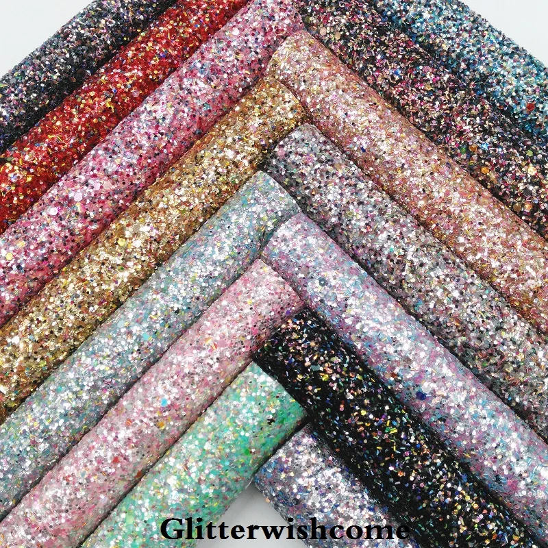 Мини рулон синтетической кожи Glitterwishcome 30 х134 см крупная блестящая кожа виниловая