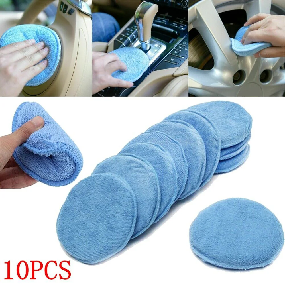 

10pcs Sponge Car Polishing Pad Foam Microfiber Waxing 4.7 Inch Blue Supplies