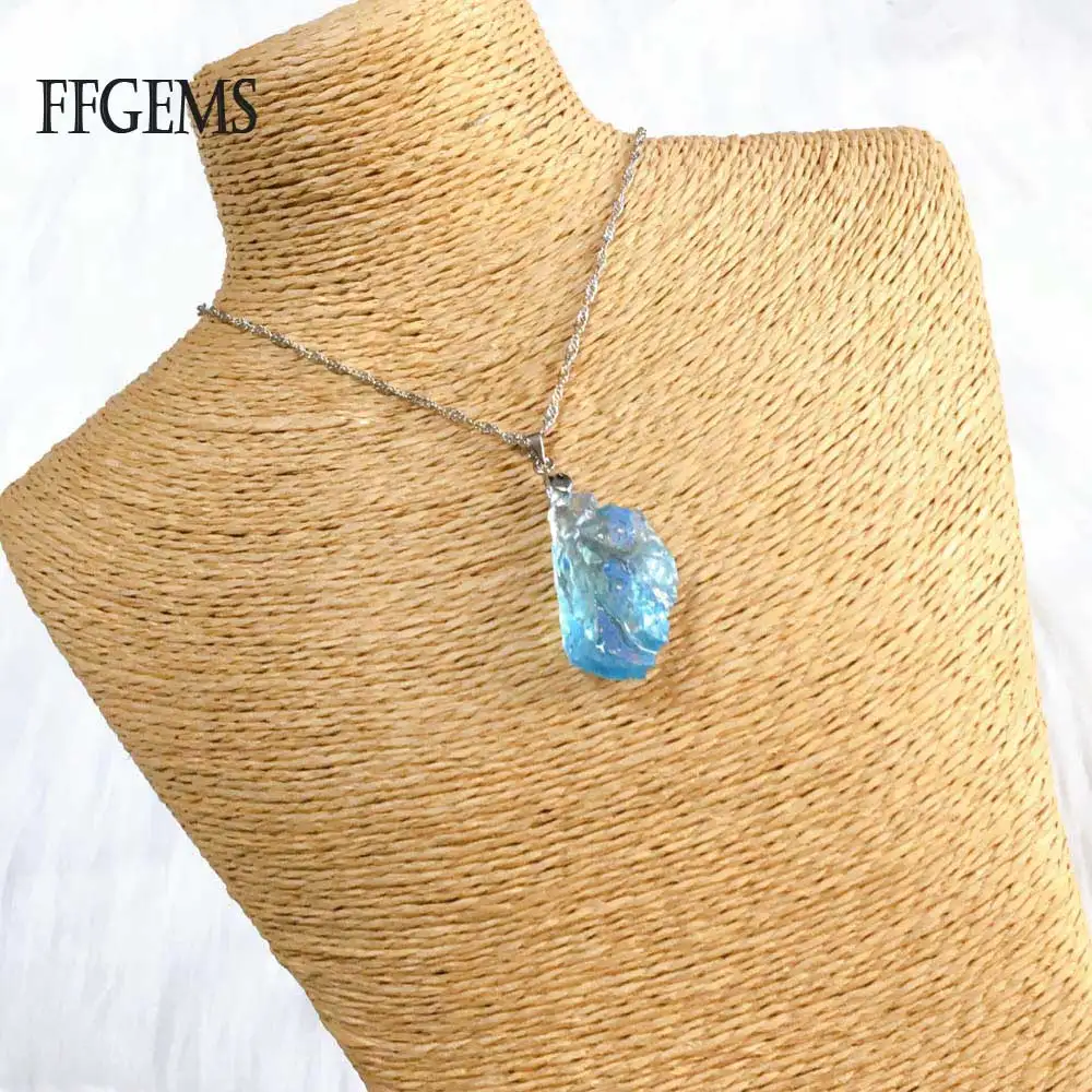 FFGEMS 100% Стерлинговое Серебро 925 пробы большие кольца аквамарин голубой сапфир
