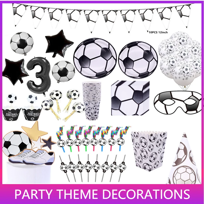 

Soccer Sport Theme Football Birthday Party Decorations Balloon Plates Nappkin Cup Banner Kids Boys Baby Event Supplies