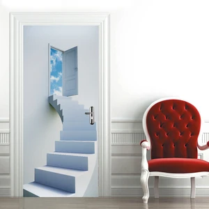 The Road To The Sky Door Stickers Home Decoration Self-Adhesive Waterproof Door Decals Two-Piece Set Staircase Bedroom Decor