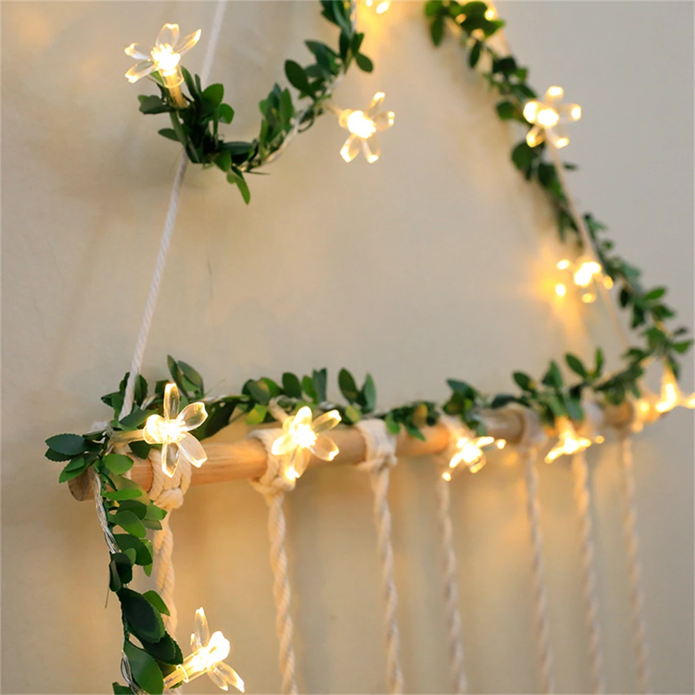 

40/2010leds Cherry Blossom Lights String Artificial Green Leaf Ivy Vine Garlands Light for Wedding New Year Christmas Decoration