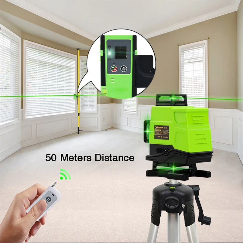 

Clubiona IE16 and Tripod German Core Floor and Ceiling Remote Control 4D Green Line Laser Level with 5000mah Li-Ion Battery